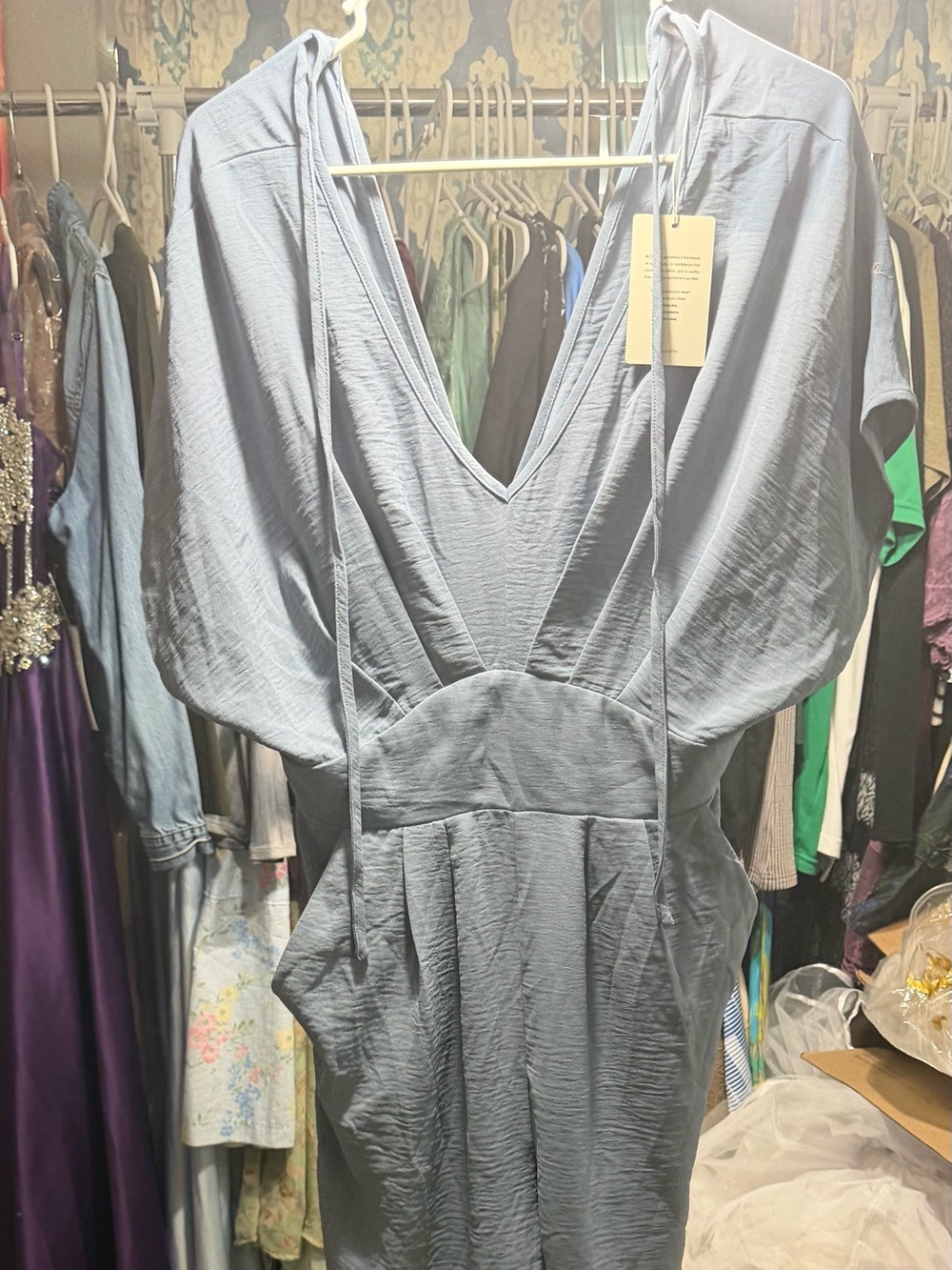 Cupshe Light Blue Wide-Leg Jumpsuit